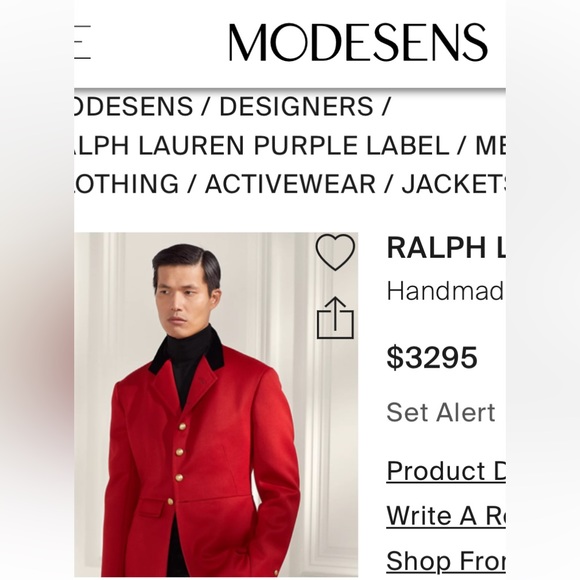 RALPH LAUREN PURPLE LABEL RED WOOL RIDING EQUESTRIAN HUNTING JACKET COAT - Picture 9 of 16